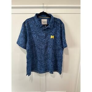 Tommy Bahama Michigan Collegiate Series Polo Shirt Trim Fit Size XL